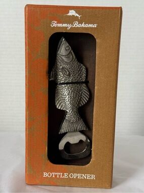 New in Box Tommy Bahama Silver Metal Fish Bottle Opener Beer